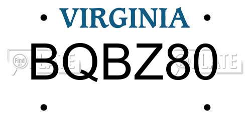 BQBZ80 Virginia License Plate
