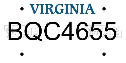 BQC4655 Virginia License Plate