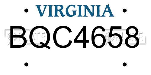 BQC4658 Virginia License Plate