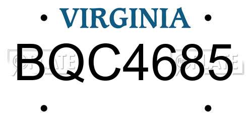 BQC4685 Virginia License Plate