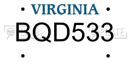 BQD533 Virginia License Plate