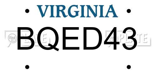 BQED43 Virginia License Plate