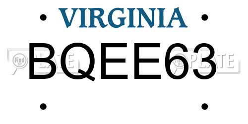 BQEE63 Virginia License Plate