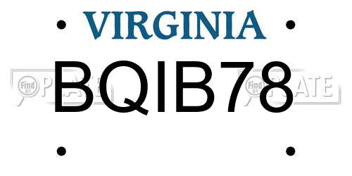 BQIB78 Virginia License Plate