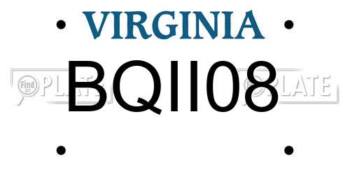 BQII08 Virginia License Plate