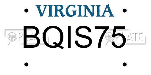 BQIS75 Virginia License Plate
