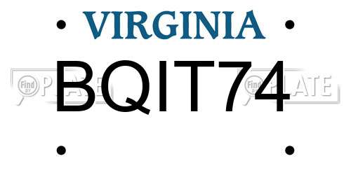 BQIT74 Virginia License Plate