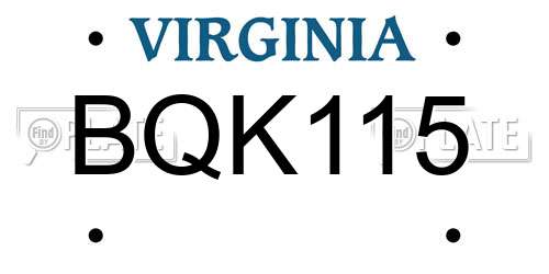 BQK115 Virginia License Plate