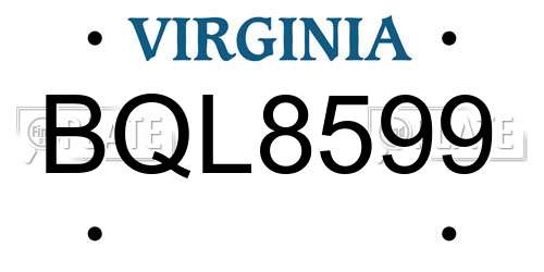 BQL8599 Virginia License Plate