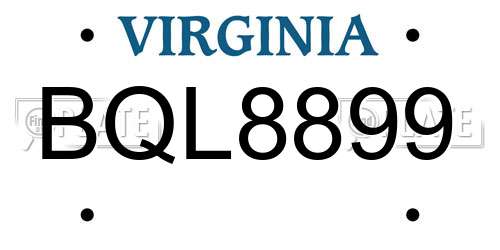 BQL8899 Virginia License Plate