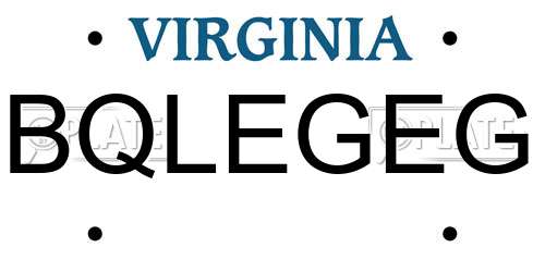 BQLEGEG Virginia License Plate