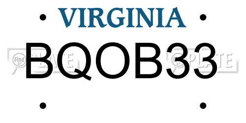 BQOB33 Virginia License Plate