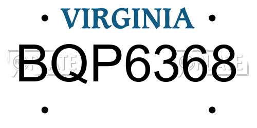 BQP6368 Virginia License Plate