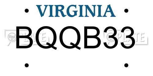 BQQB33 Virginia License Plate