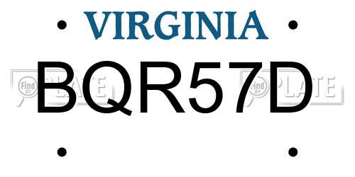 BQR57D Virginia License Plate
