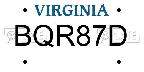 BQR87D Virginia License Plate