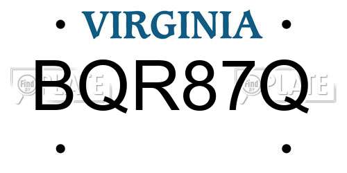 BQR87Q Virginia License Plate