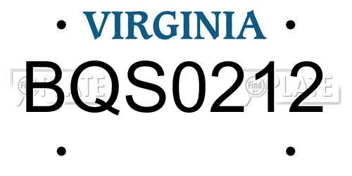 BQS0212 Virginia License Plate