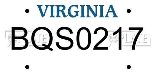 BQS0217 Virginia License Plate