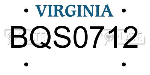 BQS0712 Virginia License Plate