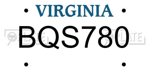 BQS780 Virginia License Plate