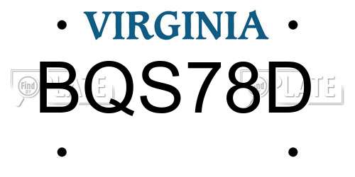 BQS78D Virginia License Plate