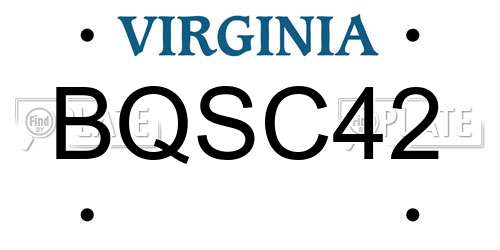 BQSC42 Virginia License Plate