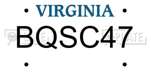 BQSC47 Virginia License Plate