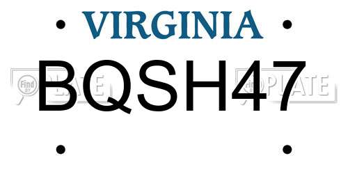 BQSH47 Virginia License Plate