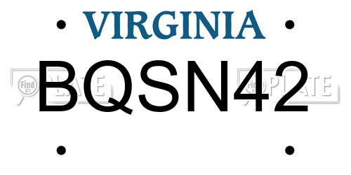 BQSN42 Virginia License Plate