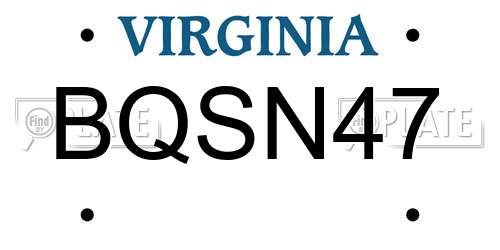 BQSN47 Virginia License Plate