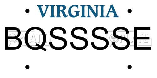 BQSSSSE Virginia License Plate