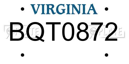 BQT0872 Virginia License Plate