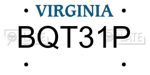 BQT31P Virginia License Plate