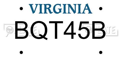 BQT45B Virginia License Plate