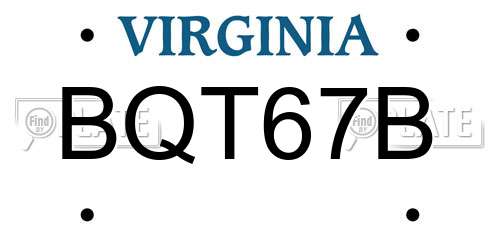 BQT67B Virginia License Plate