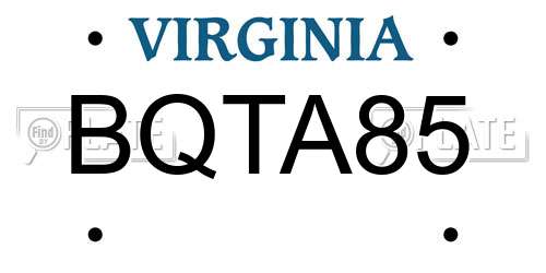 BQTA85 Virginia License Plate