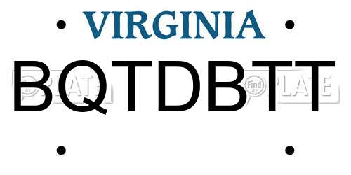 BQTDBTT Virginia License Plate