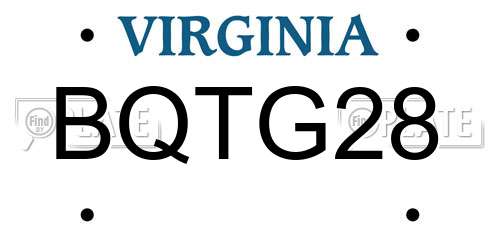 BQTG28 Virginia License Plate