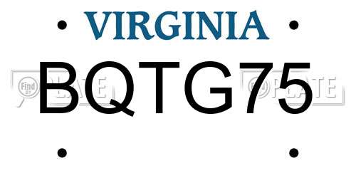 BQTG75 Virginia License Plate