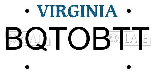 BQTOBTT Virginia License Plate