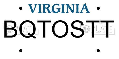 BQTOSTT Virginia License Plate