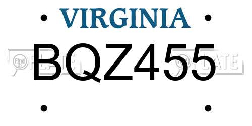 BQZ455 Virginia License Plate