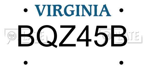 BQZ45B Virginia License Plate