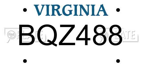 BQZ488 Virginia License Plate