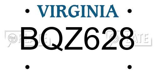 BQZ628 Virginia License Plate