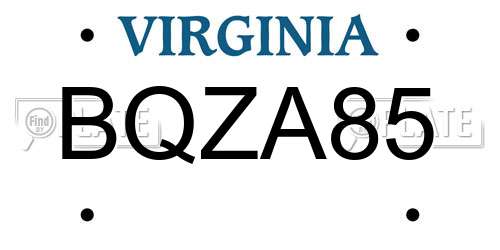 BQZA85 Virginia License Plate
