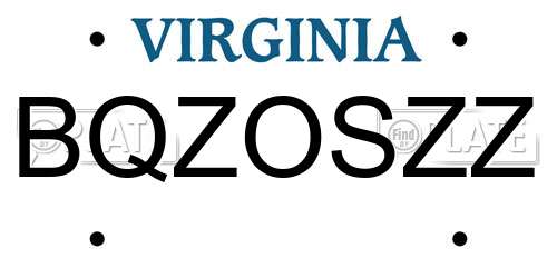 BQZOSZZ Virginia License Plate
