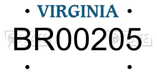 BR00205 Virginia License Plate
