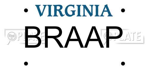 BRAAP Virginia License Plate